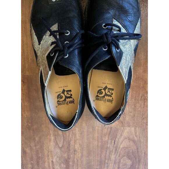 JOHN FLUEVOG ANGELS: HENK SHOES Men\'s 9.5 Leather Black & Gold main image 7